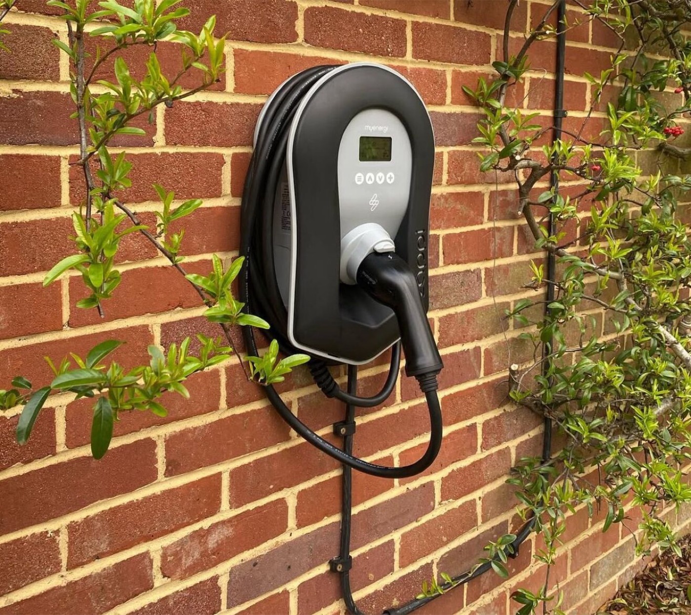 EV charger installed on the side of a house