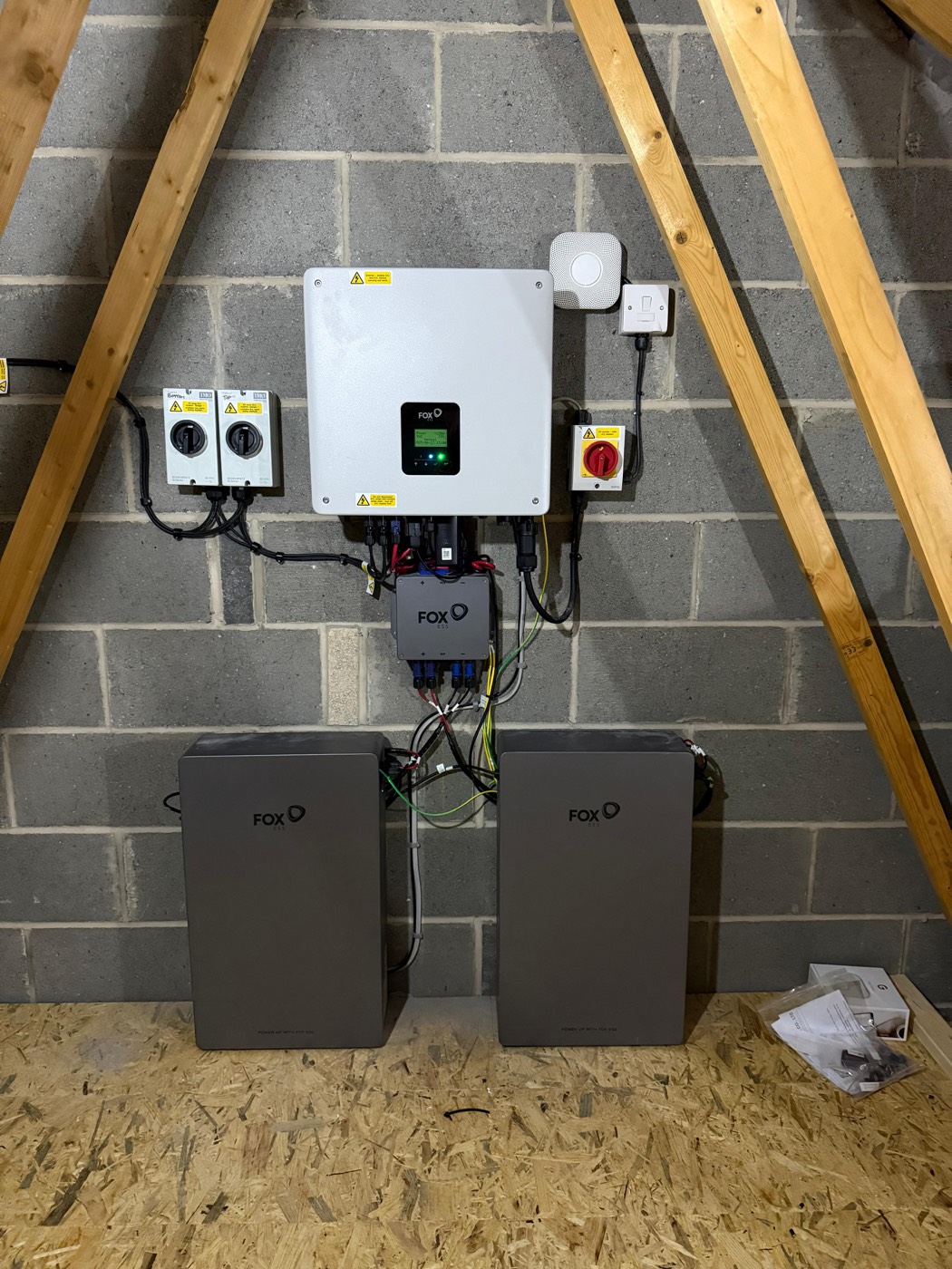 Solar battery storage system installed in a home